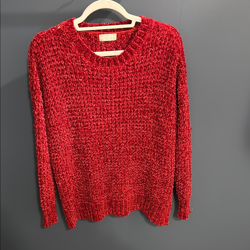Altar'd State Red Crew Neck Sweater Cozy Knit